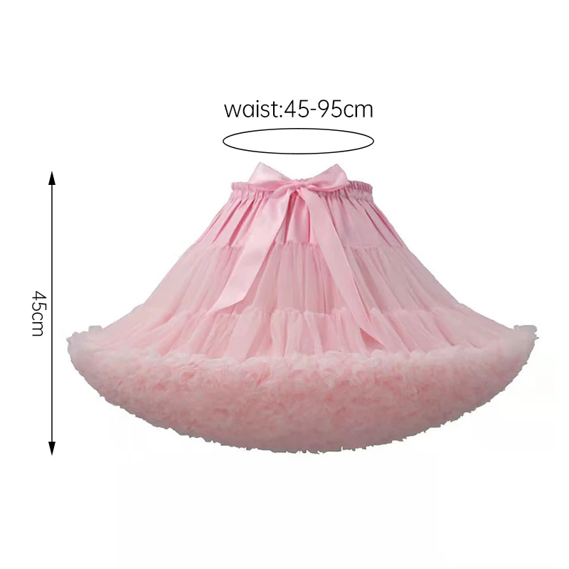 Rok lipit Tulle wanita, rok Tutu Puffy pesta, rok Cosplay putri pinggang elastis, rok tari balet, Rok dalam