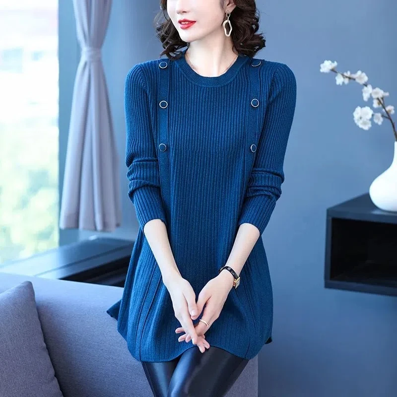 2023NEW Autumn Large Size Women Sweater Pullovers O-Neck Long Sleeve Casual Knitted Tops Loose Long Knitwear Female Sweaters 6XL