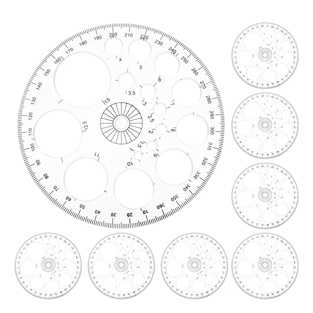 8pcs Circle Protractor Clear High Accuracy 360 Degree Measuring Tool Drafting Ruler For Geometry Woodworking Office Students