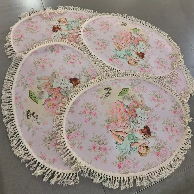 Soggiorno Tappeto decorativo Cesto appeso Tappeti per la casa Tappetino per sedie Camera dei bambini Tappeto ovale per ragazza carina Tappetino per