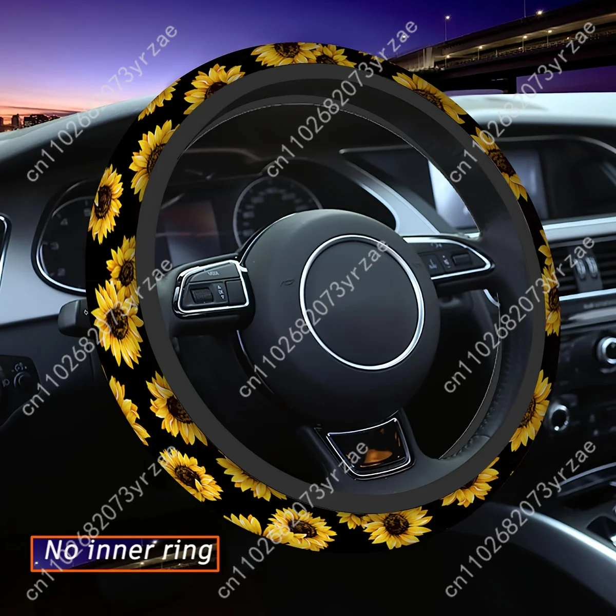 

Sunflower Car Steering Wheels Cover Universal Type Environmental Friendly Comfortablenon-slip Breathable Steering Wheel Wrap