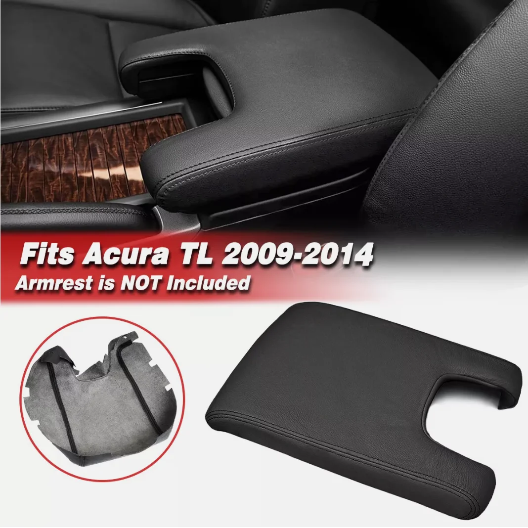 Center Console Lid Armrest Cover Fits 2009-2014 Acura TL Center Console Lid Armrest Leather Protect Cover Black Beige