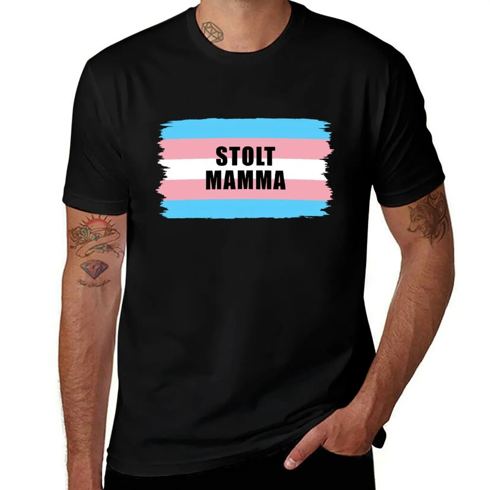 Trans fáni - Stolt mamma T-Shirt man clothes custom shirt t shirts men