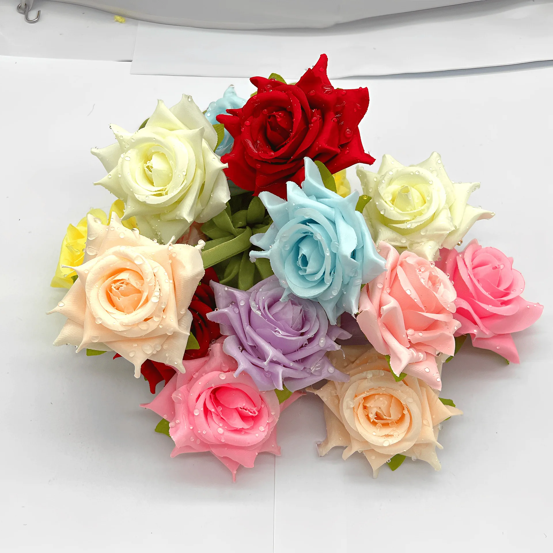 

20Pcs Artificial Flowers Fabric Dewdrops Water Droplets Rose Petals Accessories Handmade DIY Headwear Clothing Bags Accessories