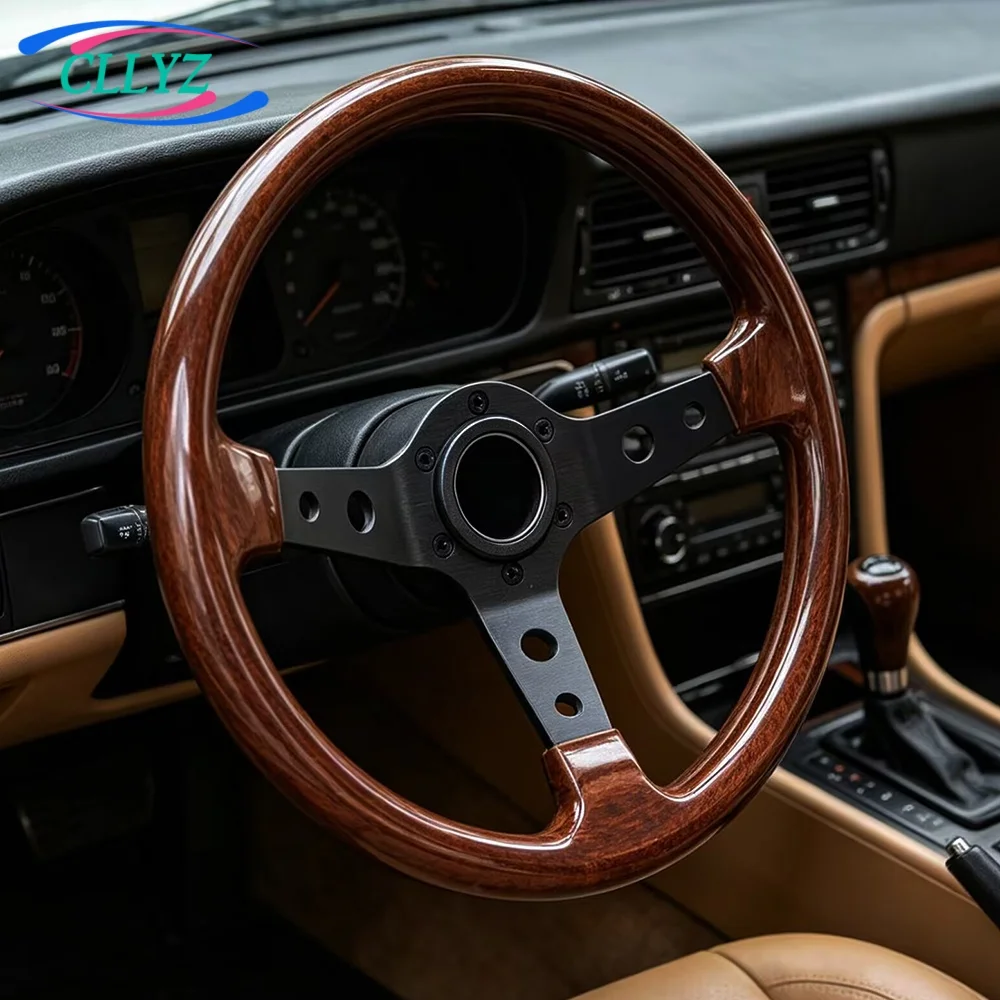 CLLY 13inch 320mm Racing Drift Steering Wheel ABS Wood Look Deep Dish Car Accessories