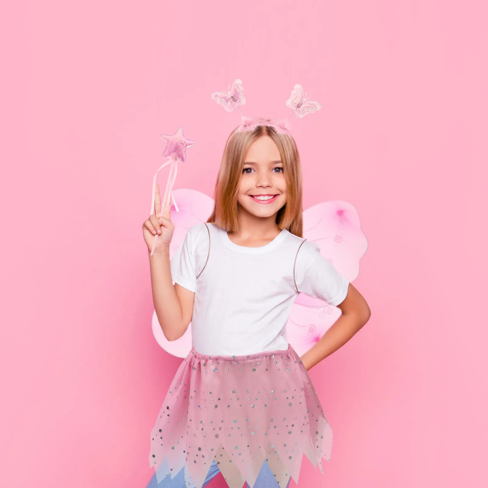 

Комплект: повязка на голову с крыльями бабочки и фатиновая юбка-пачка для девочек, костюм для выступлений, косплея, фестивалей, вечеринок и танцев