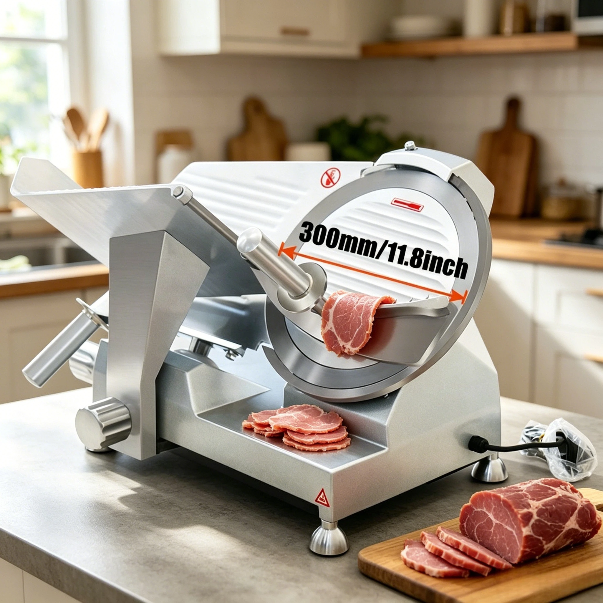 

Commercial Meat Slicer Machine 250mm Carbon Steel Blade Beef Mutton Roll Slicer for Hot Pot Restaurant BBQ Shop Kitchen
