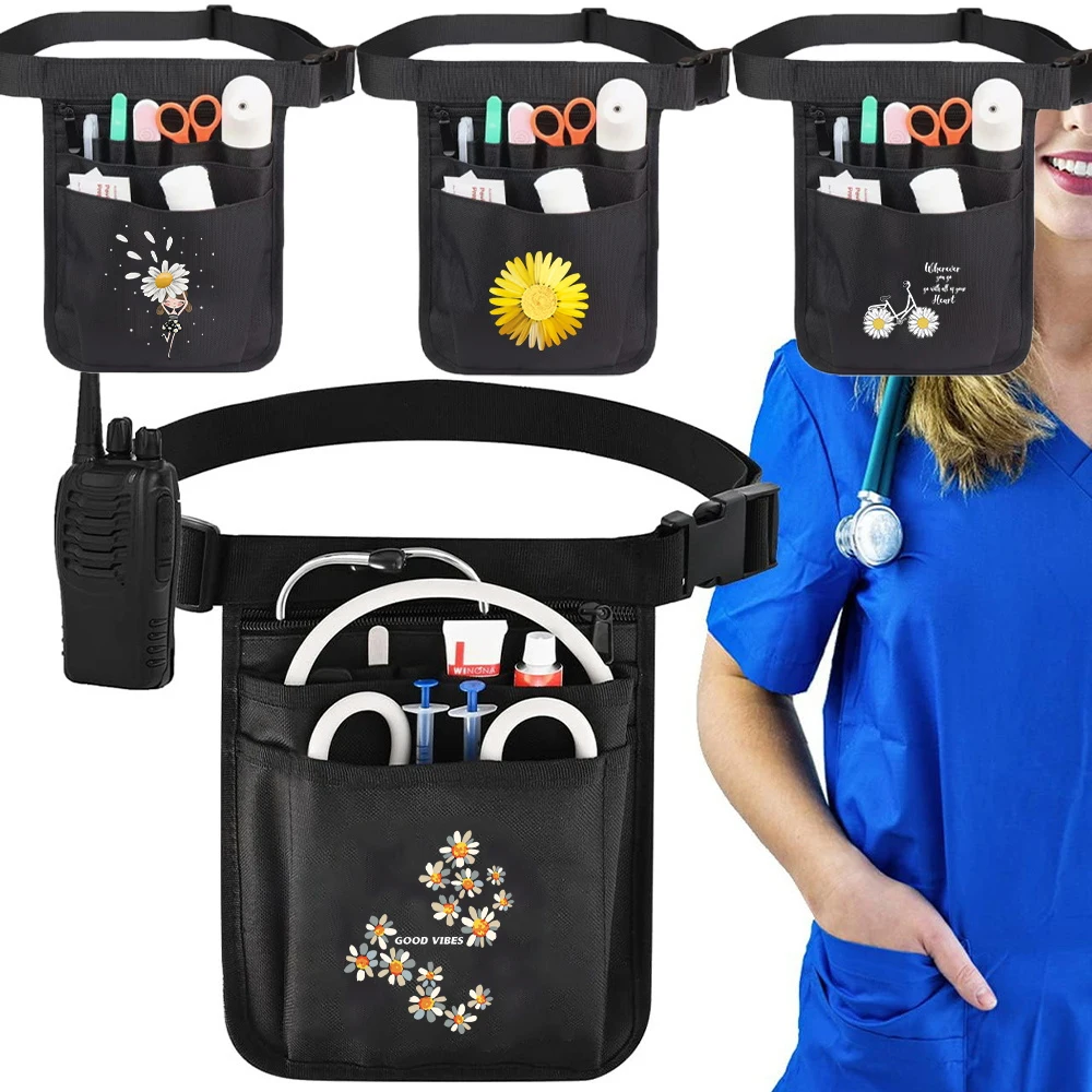 

Portable Waist Bag Workout Multifunctional Large Capacity Storage Waist Pack Daisy Series Work Accessories Nurse Waist Bag