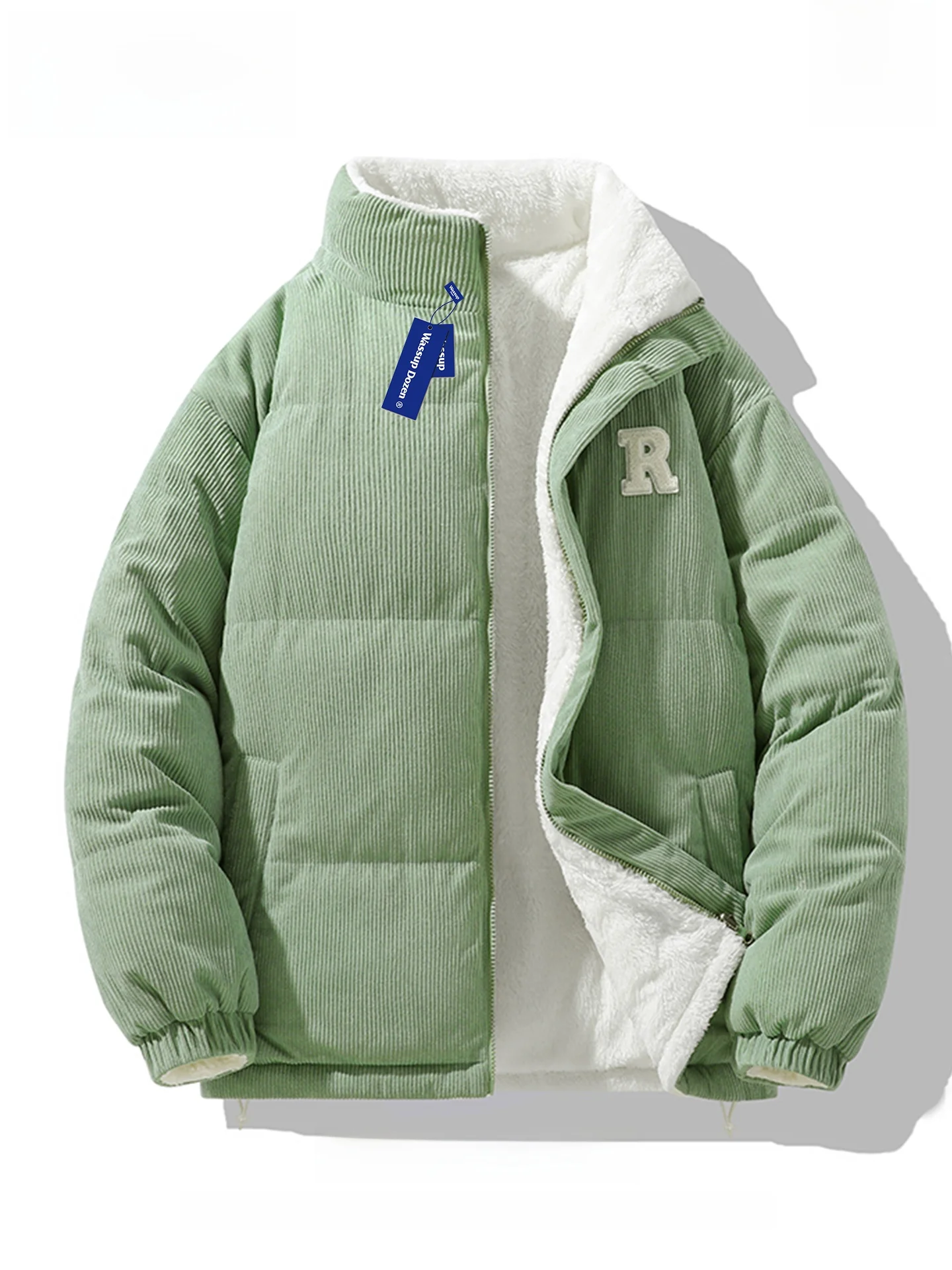 

Мужская модная куртка Wassup Dozen: теплая, на флисовой подкладке, из овечьей шерсти и хлопка, молодежная, повседневная, с длинными рукавами, на молнии