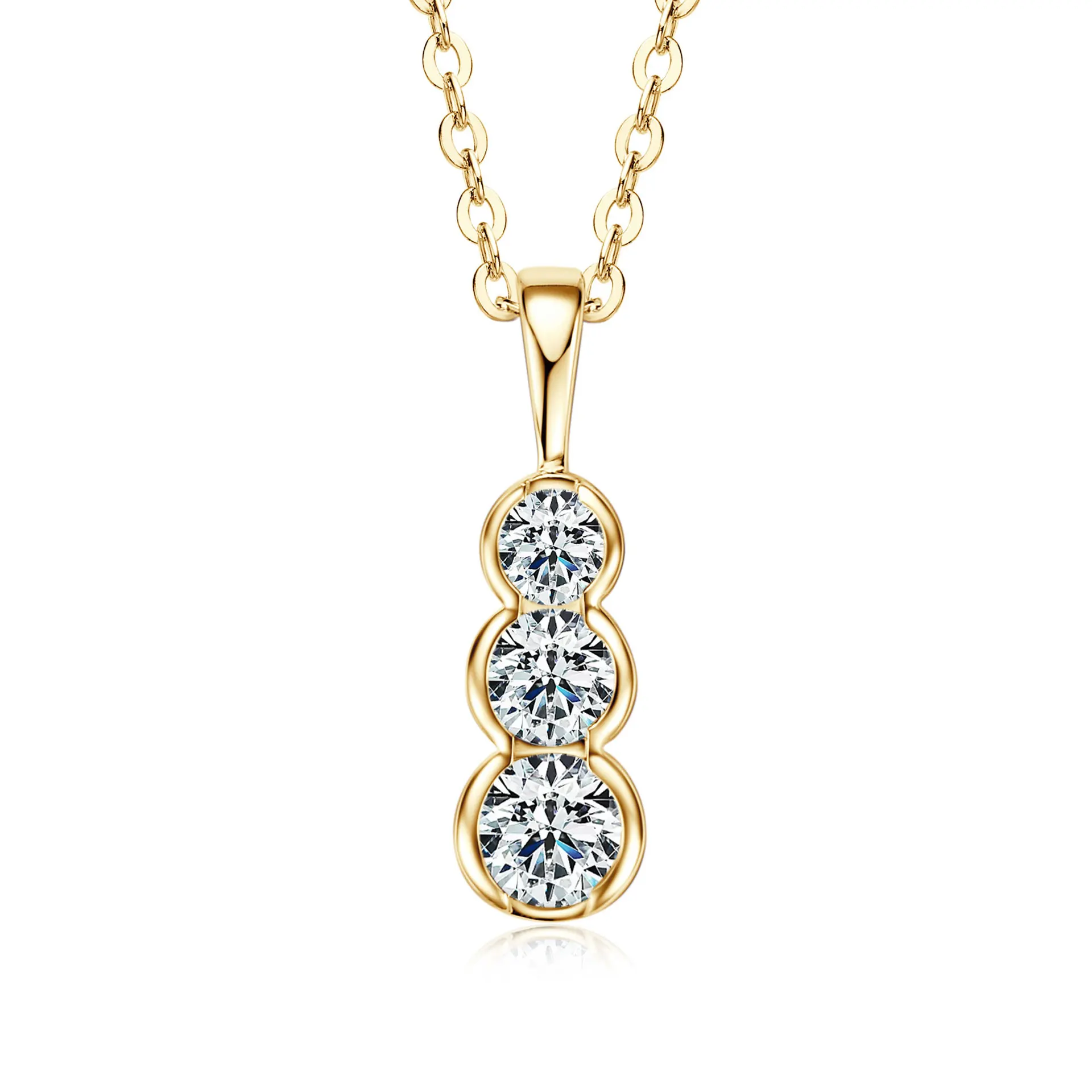 Jewlara Moissanite Three-stone Gourd S925 Sterling Silver High-grade Light Luxury Shining Necklace Collarbone Chain