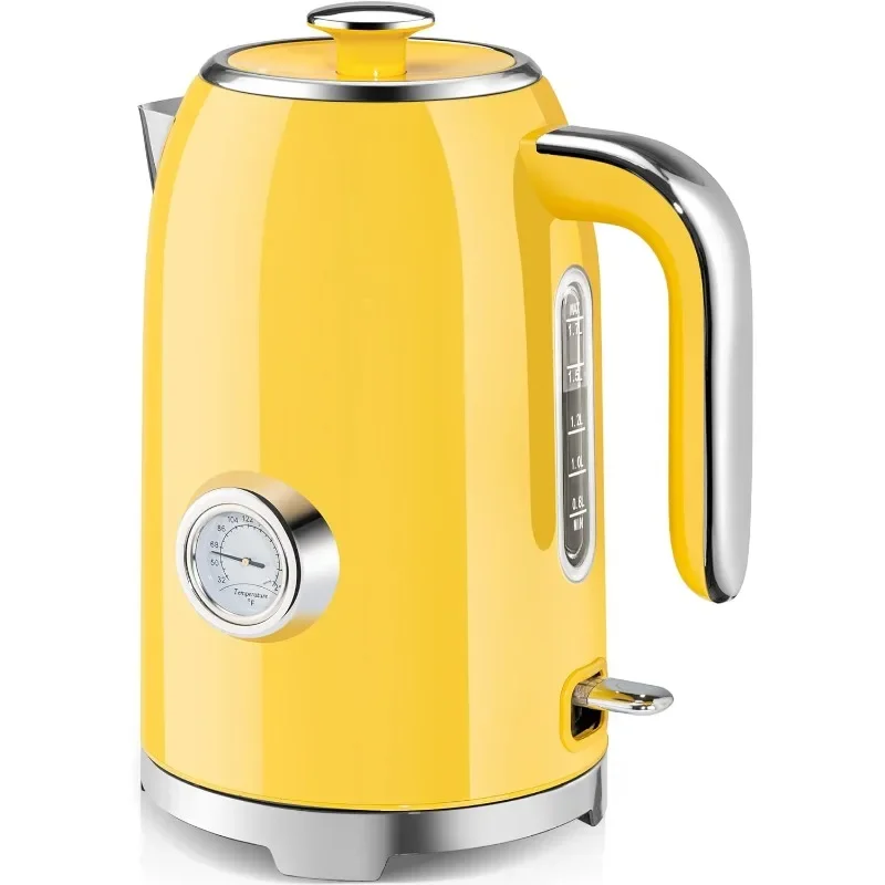 

SUSTEAS Electric Kettle - 57oz Hot Tea Kettle Water Boiler with Thermometer, 1500W Fast Heating Stainless Steel Tea Pot