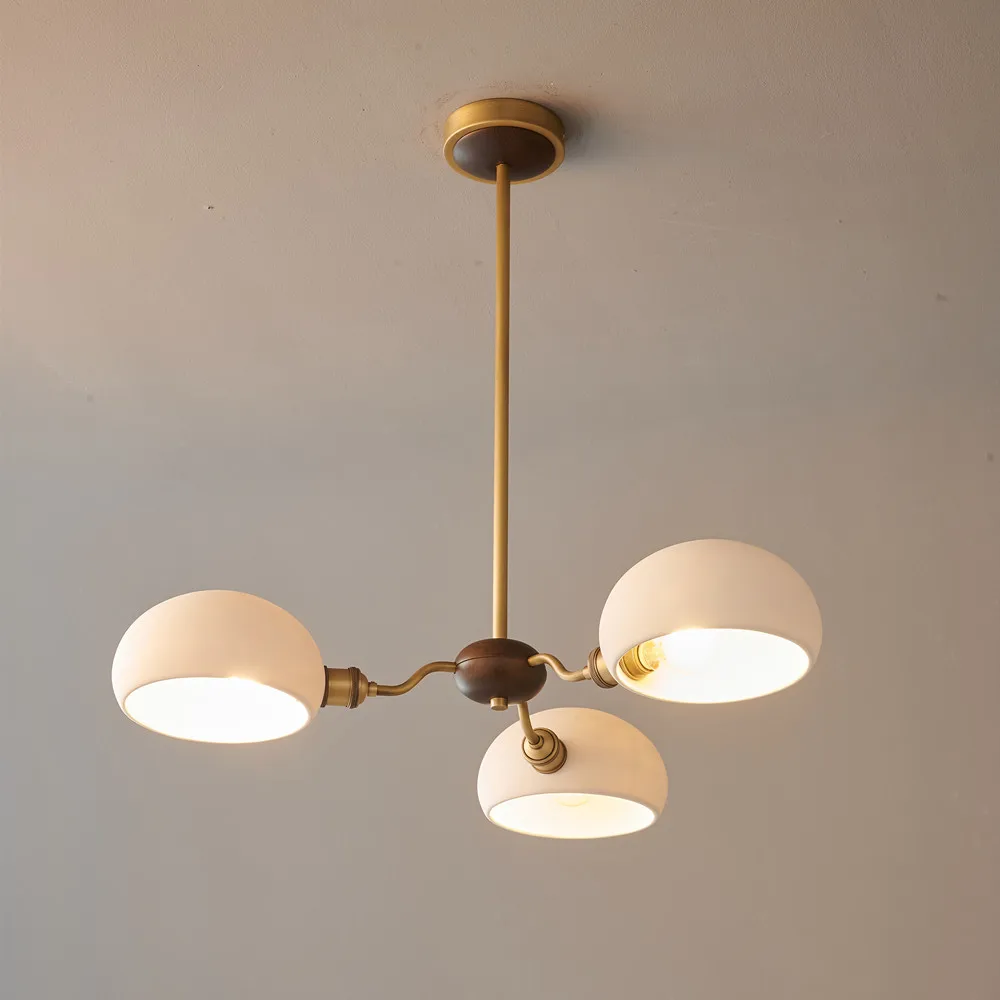 Antique French-Style Copper Base Ceramic Chandelier - 5-Light Baroque Ceiling Pendant with Ceramic Shades, Perfect for Dinning