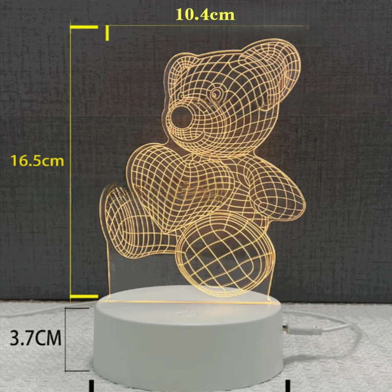 LED 3D Kreative Liebe Bär Lampe Acryl USB Nacht Lichter Lampe Weihnachten Dekor für Zuhause Schlafzimmer Geburtstag Geschenk Weihnachten Urlaub Dekor