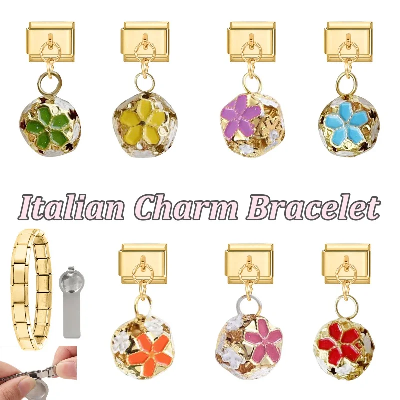 Y2K زهرة القلب باو القط الذهبي قلادة الإيطالية سحر ربط صالح 9 مللي متر سوار الفولاذ المقاوم للصدأ النساء الرجال DIY بها بنفسك صنع هدية #3