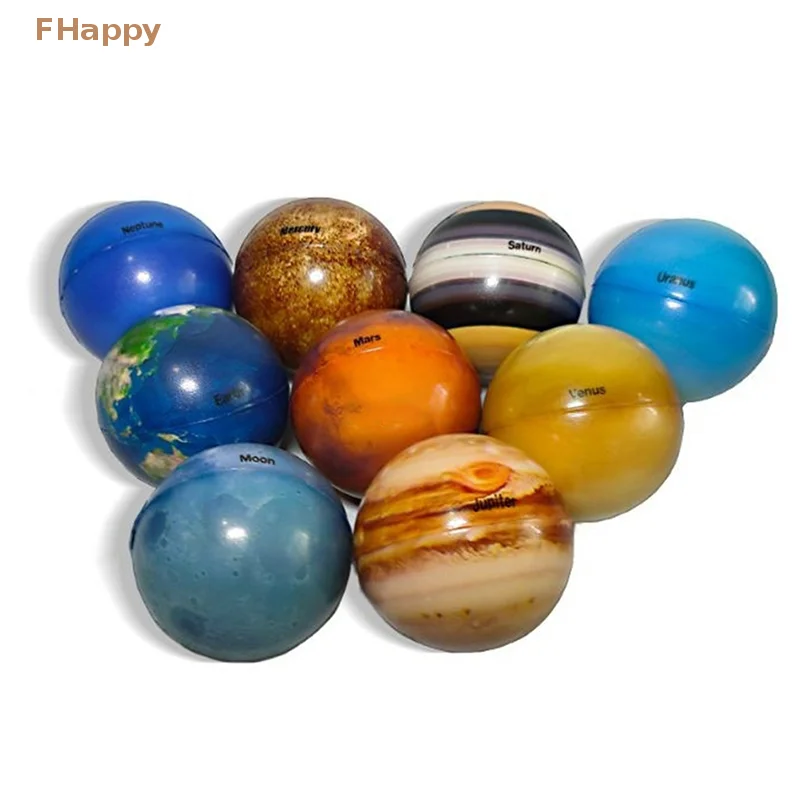 1PC 6.3CM Solid Elastic Ball Planet Solar System Children\'s Puzzle Early Education Decompression Toy