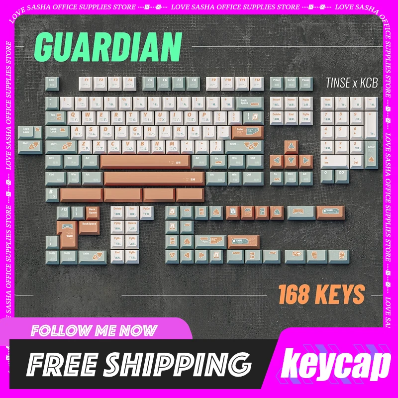 168keys Guardian Keycap Cherry Profile Mech Style Keycap Pbt Sublimation Customized Keycaps Accessory For Mechanical Keyboard