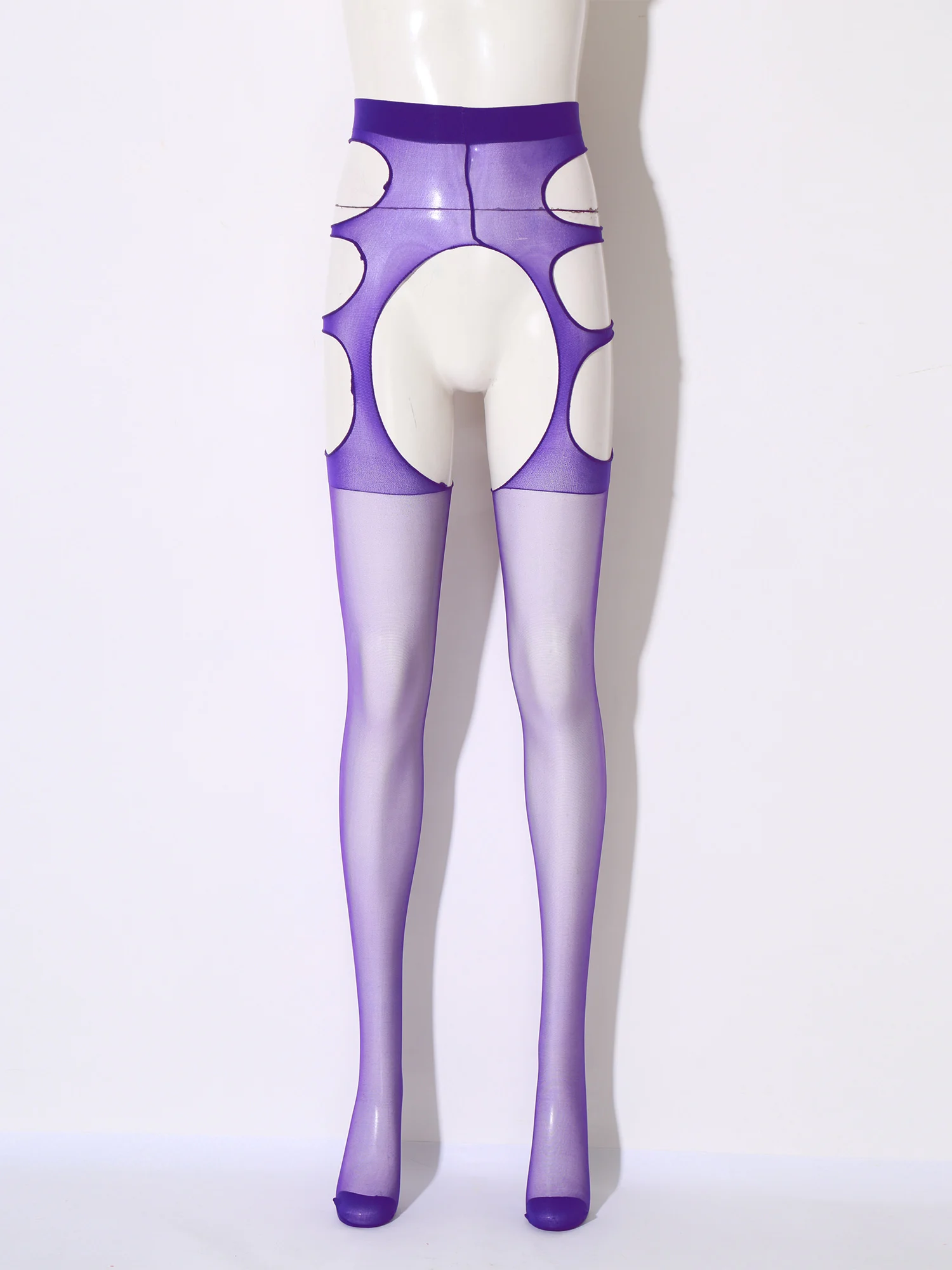 

Women Glossy Hollow Out Suspender Pantyhose Lingerie Smooth Open Crotch Footed Leggings Tights Bodystockings Tempting Nightwear