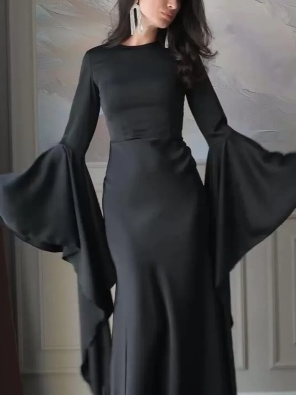 이드 무슬림 여성 드레스 아바야 플레어 슬리브 베스티도스 라르고스 파티 카프탄 잘라비야 라마단 롱 드레스 두바이 카프탄 아랍 로브 2026