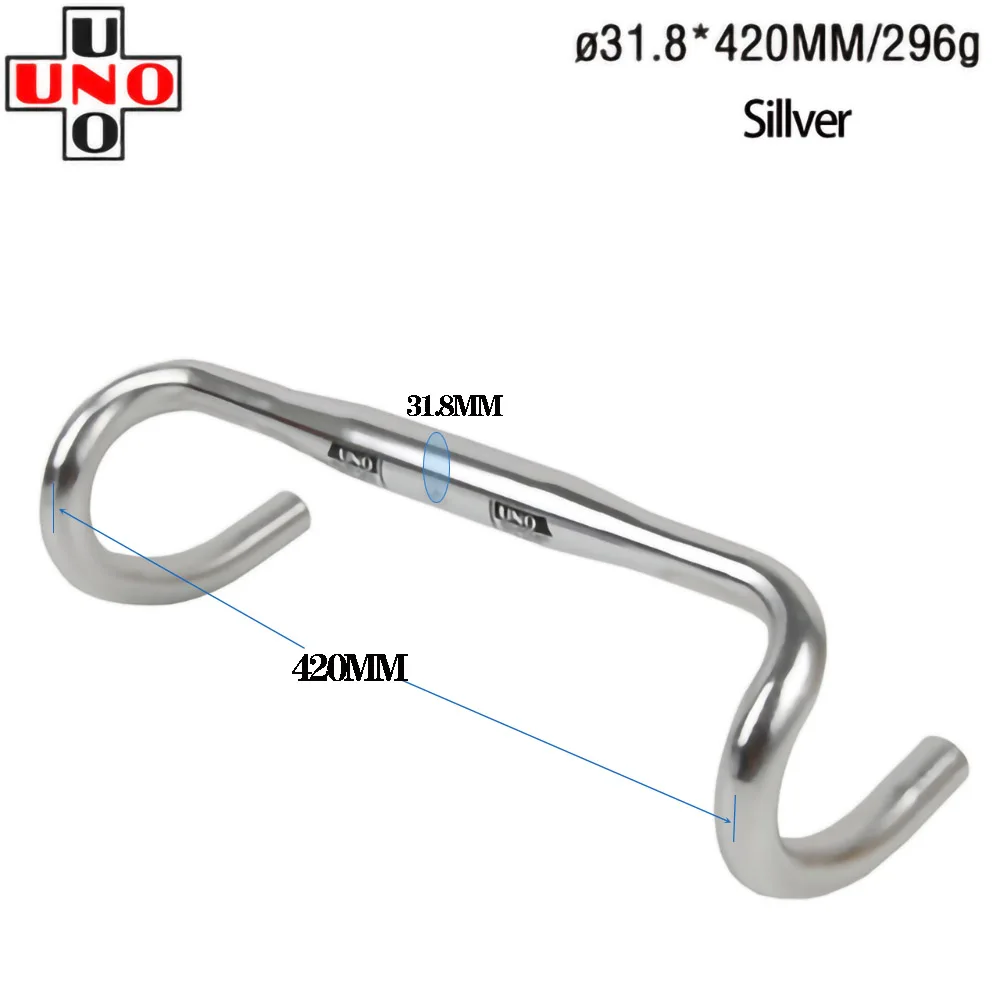 UNO CR12 Racing Bike Handle Bent Bar Ultralight Road Bicycle Handlebar 31.8mm 380/400/420/440mm Bicycle Part  Silver