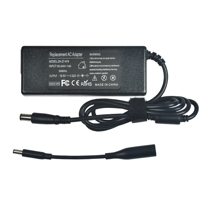 For Dell notebook power adapter charger 19.5V 4.62A/3.34A 90W/65W (7.4mm*5.0mm) conversion (4.5mm*3.0mm)