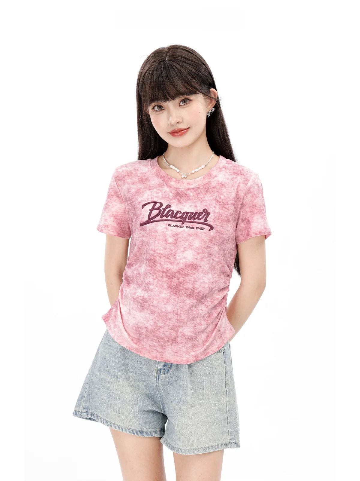 

Женская футболка Sweet ort, летняя, приталенная, повседневная, с круглым вырезом, с коротким рукавом, от Li Xing Meng