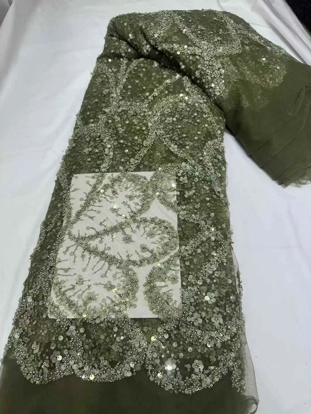 

Latest Green Embroidery Sequins African Lace Fabric 5 yards High Quality Nigerian Women Wedding Dress French Material 2025