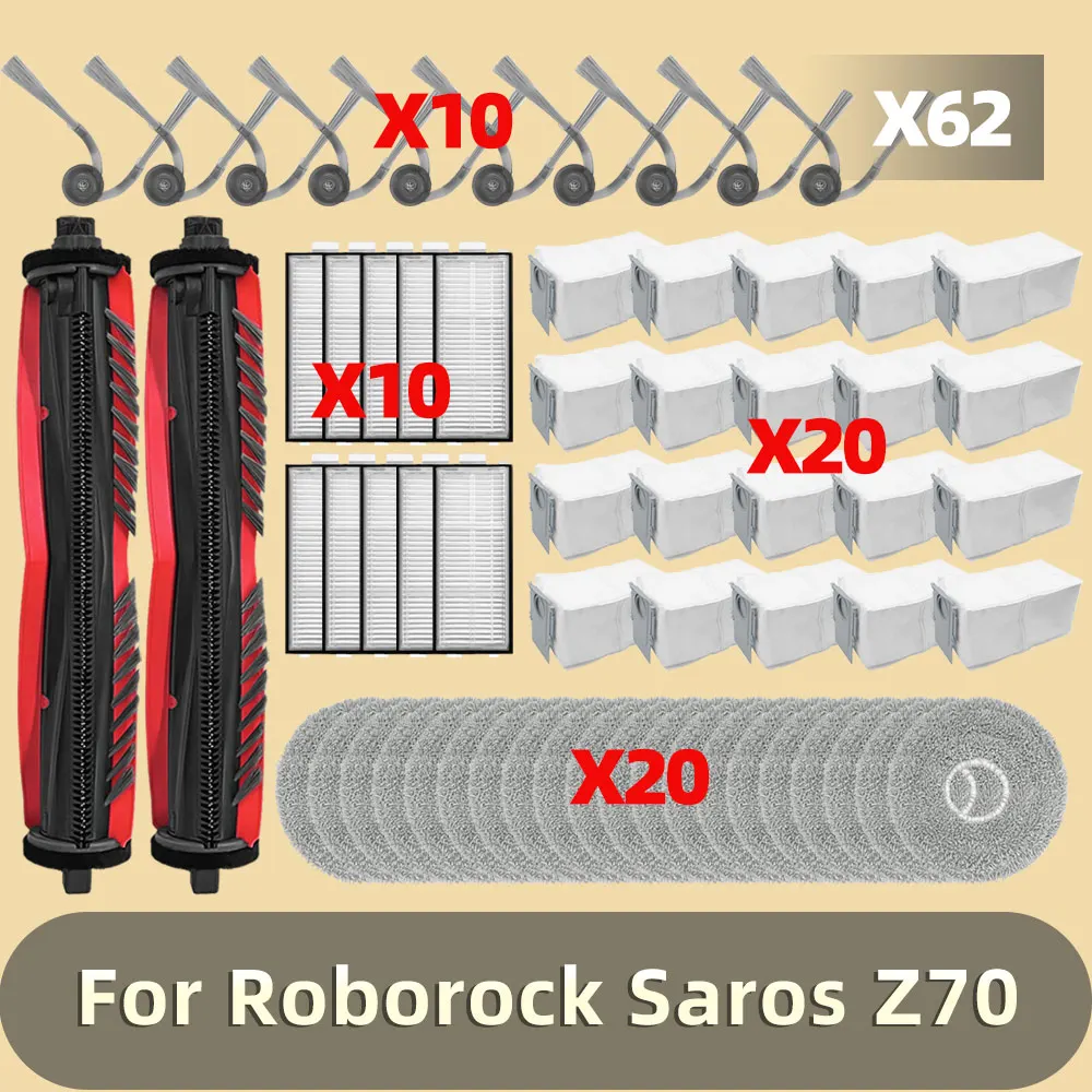 Fit For Roborock Saros Z70 Vacuum Parts  Anti Entanglement Hair Cut Side Brush Mop Cloth Filter Dust Bag Accessories Replacement