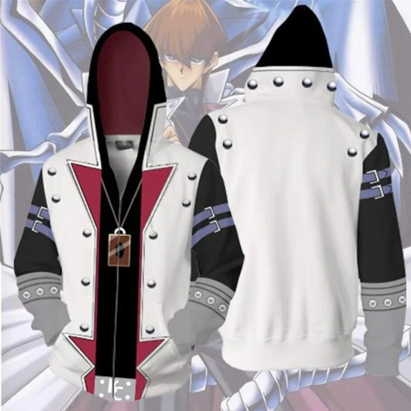 Anime Duel Monsters YU GI OH Cosplay Costume Yugi Muto ATEM Seto Kaiba Jaden Yuki Unisex 3D Hoodie Zipper Hooded Sweatshirt JS51