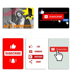Youtubers Subscribe Now Youtube Subscribe sticker Like Notification Share on social media Metal Mural Cinema Tin Sign Poster