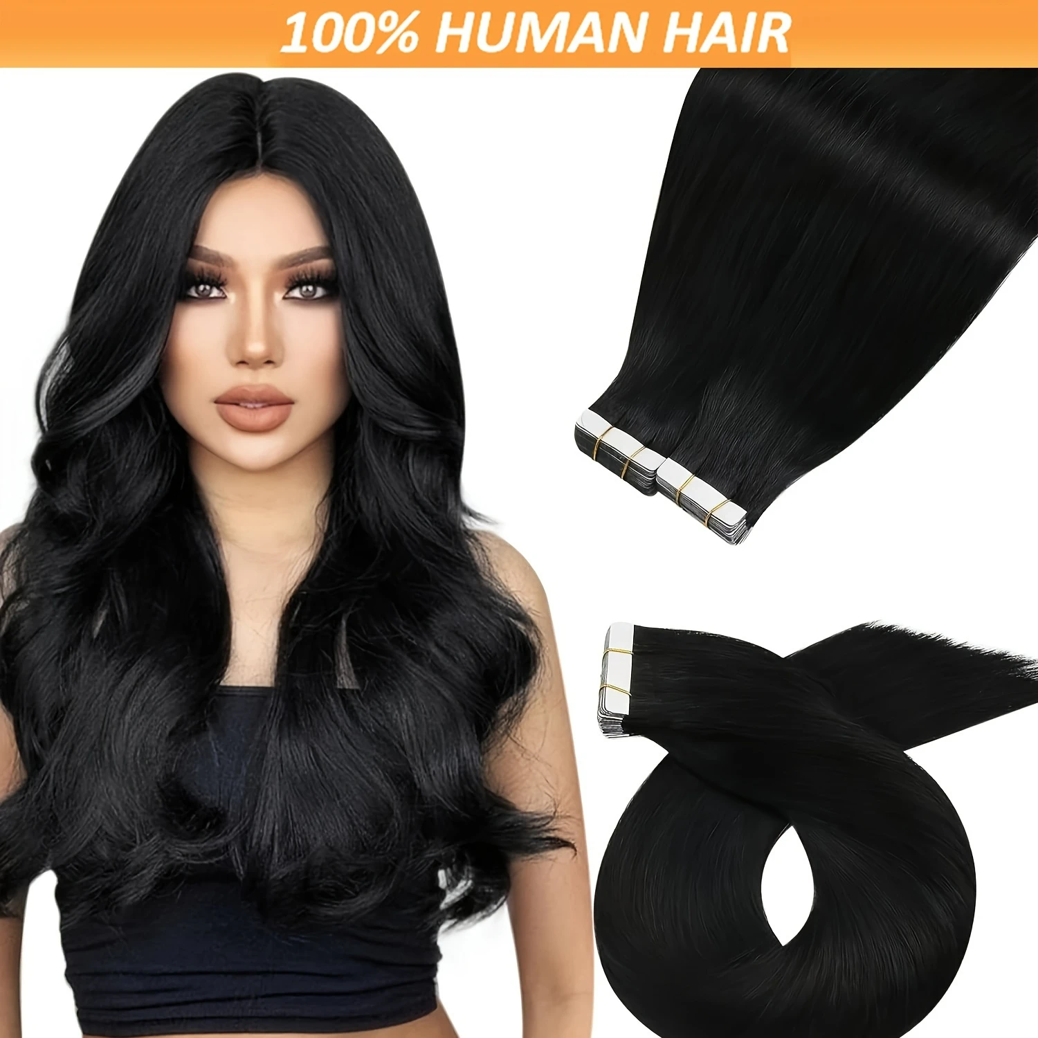 Beautiful Seamless Black Tape in Hair Extensions | Luxurious Authentic Human Hair Extensions for Natural Black Hair | Stunning G