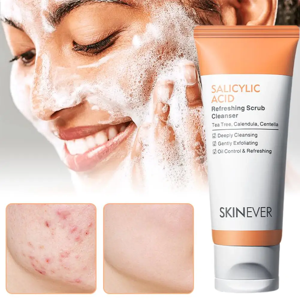 

75ml Salicylic Acid Facial Cleanser Acne Treatment Oil Moisturizing Cleanser Wash Face skincare Face Skin Care Foam Control X6M6