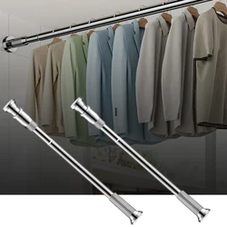 2pcs Silver Tension Rod Spring Curtain Rod Non Slip Tension Rods No Drilling Adjustable of Curtain Closet Kitchen Wardrobe