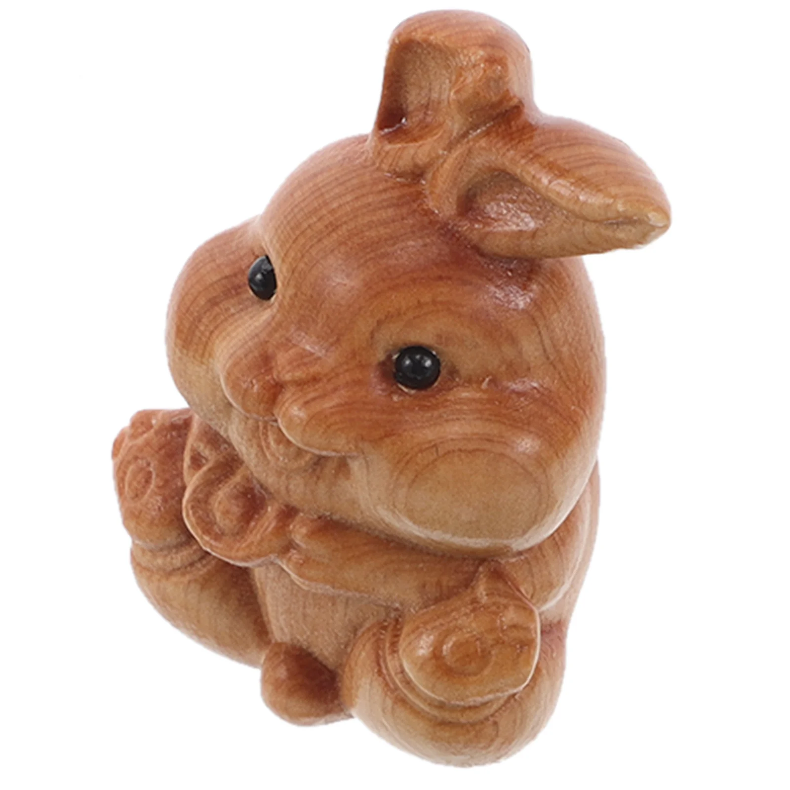 

Wooden Rabbit Desktop Ornament Hand Carved Small Bunny Sculpture Lucky Ingot Charm Office Home Decor Wooden Rabbit