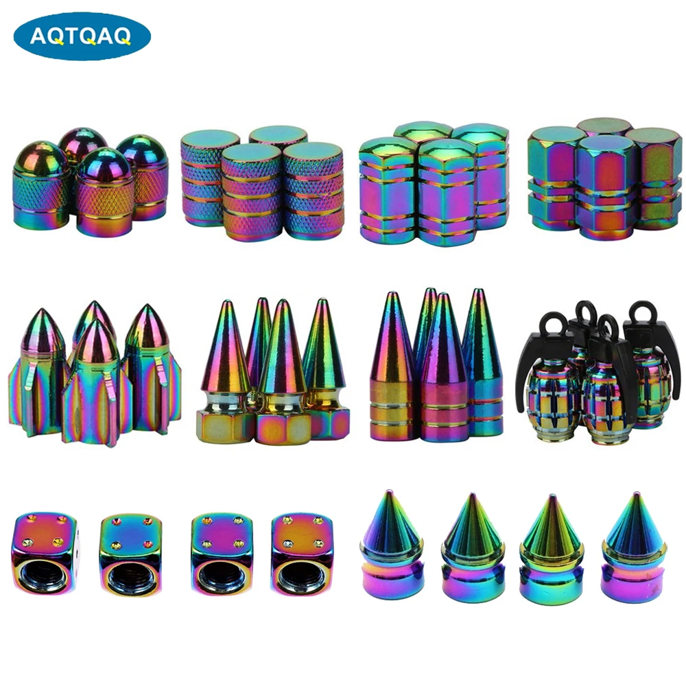 

AQTQAQ 4Pcs/Set Multicolor Car Moto Bike Tire Wheel Valve Cap Dust Cover Car Tire Valve Stem Caps Car Styling Dust Valve Cap New