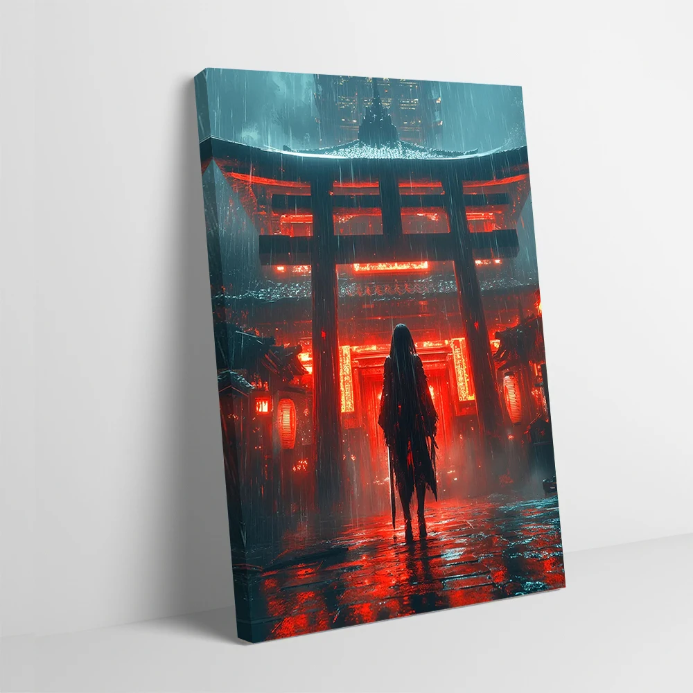 Póster impreso Cyberpunk de noche lluviosa en Japón, imágenes, cuadro sobre lienzo para pared, decoración Interior, habitación, decoraciones para el hogar