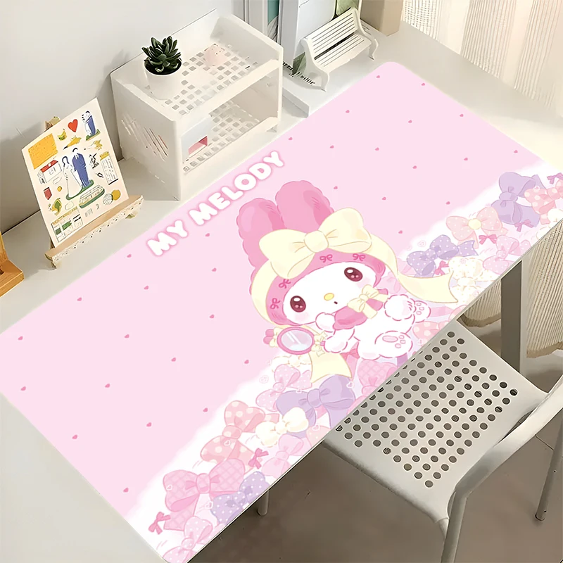 90 x 40 cm großes Mauspad, My Melody Lockedge, großes Gaming-Zubehör, Computer-Gamer-Tastatur, Mauspad, Schreibtisch-Mauspad mit festem Rand, als Geschenk