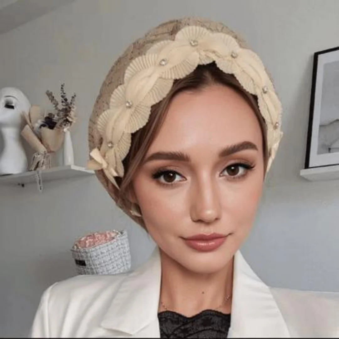 Damska czapka turbanowa z dżetami, muzułmańska chusta na włosy, hidżab, apaszka na głowę, bandanka, czapka beanie