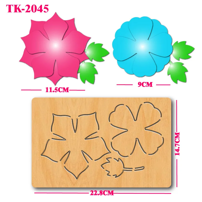 Small flower wooden cutting mold, DIY keychain/pendant/clip and paste thin paper card making, leather craft cutting mold