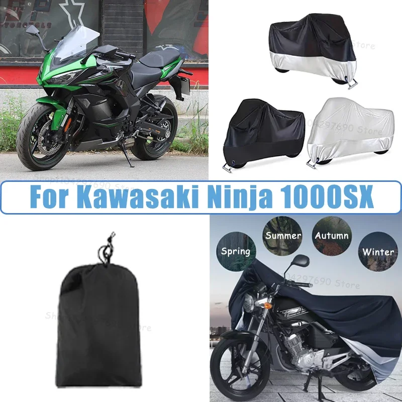 210D Oxford Motorcycle Cover Waterproof All Season UV Protection For Kawasaki Ninja 1000SX Anti-Tear Windproof Motorbike Cover