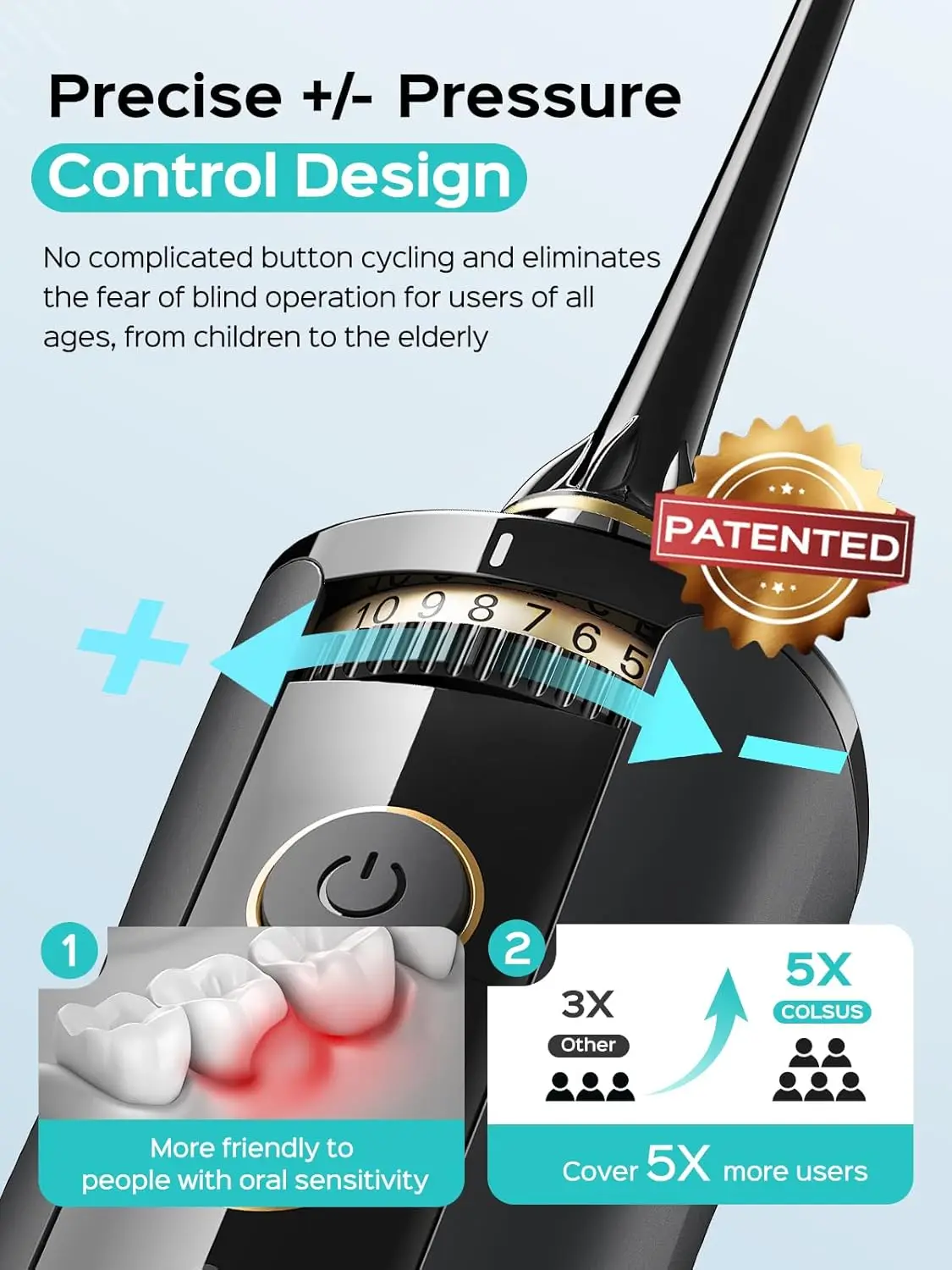 10段階設定のポータブルウォーターフロッサー、矯正器具や敏感な歯茎用のコードレスデンタルピック - BPAフリー、旅行に便利