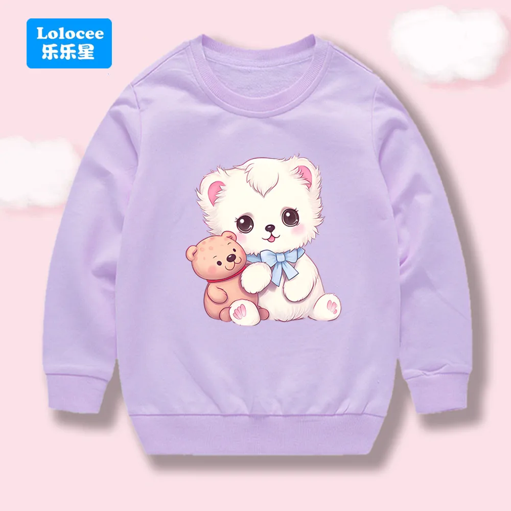

Новый осенний костюм, детские пуловеры с круглым вырезом, модные повседневные толстовки, детские повседневные топы с принтом медведя из мультфильма XWW1