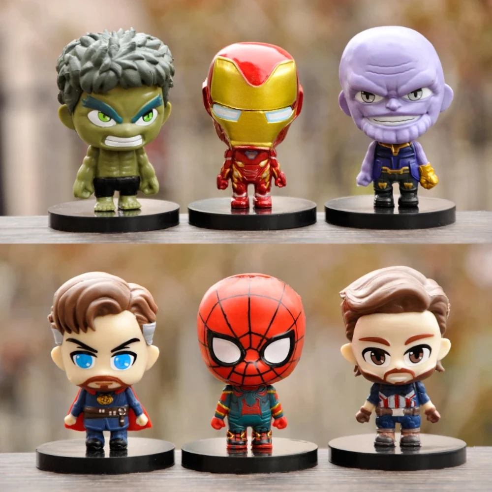 Iron Man Hulk SpiderMan Captain America Anime Figure Sets Car Avengers Cartoon Decor Model Toys Cake Ornaments Accessorie Crafts