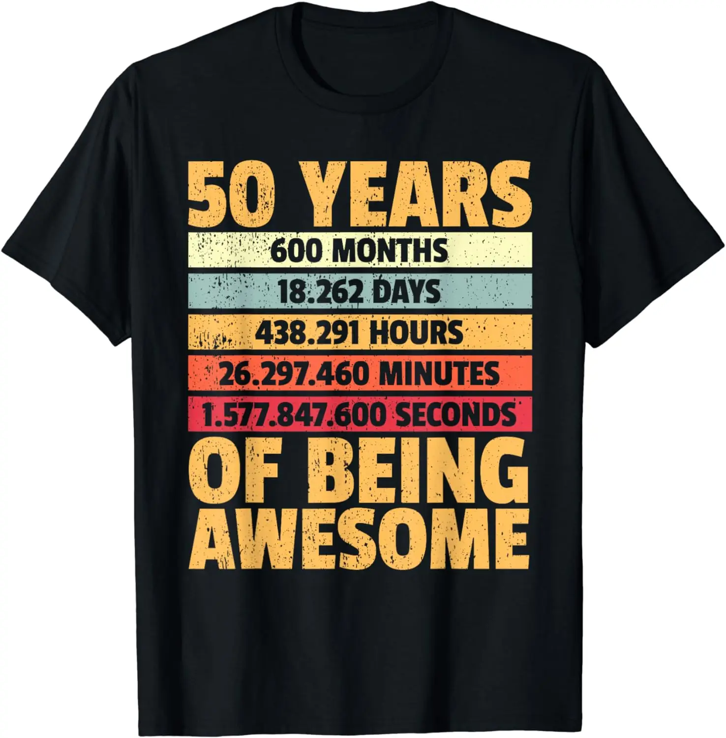 

50 Years Awesome I Days Hours Minutes I 50th Birthday T-Shirt