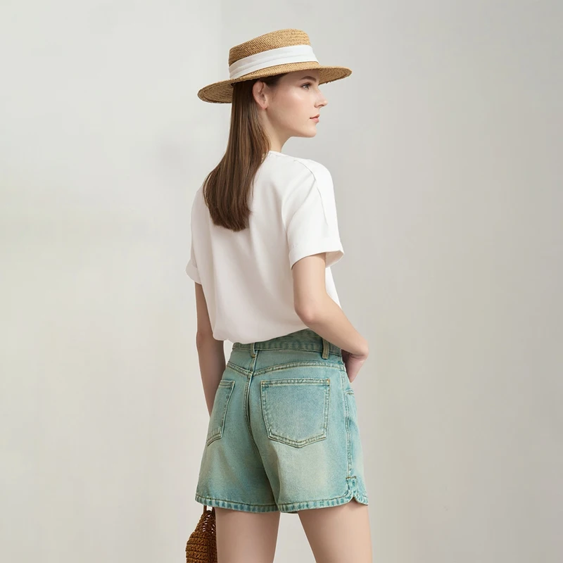 Amii T-shirt 2026 Summer New Casual Loose Drop Shoulder Short Sleeve Women Top O-Neck Hollow Embroidered T-shirt Women 12622087