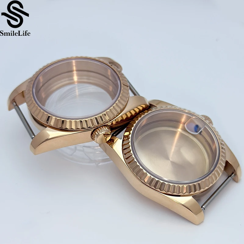 SmileLife Sapphire Glass 36 มม./39 มม.สําหรับนาฬิกาผู้ชายกรณี Fit NH34 NH35 NH36 การเคลื่อนไหวกันน้ําแฟชั่น Rose Gold 316L สแตนเลส