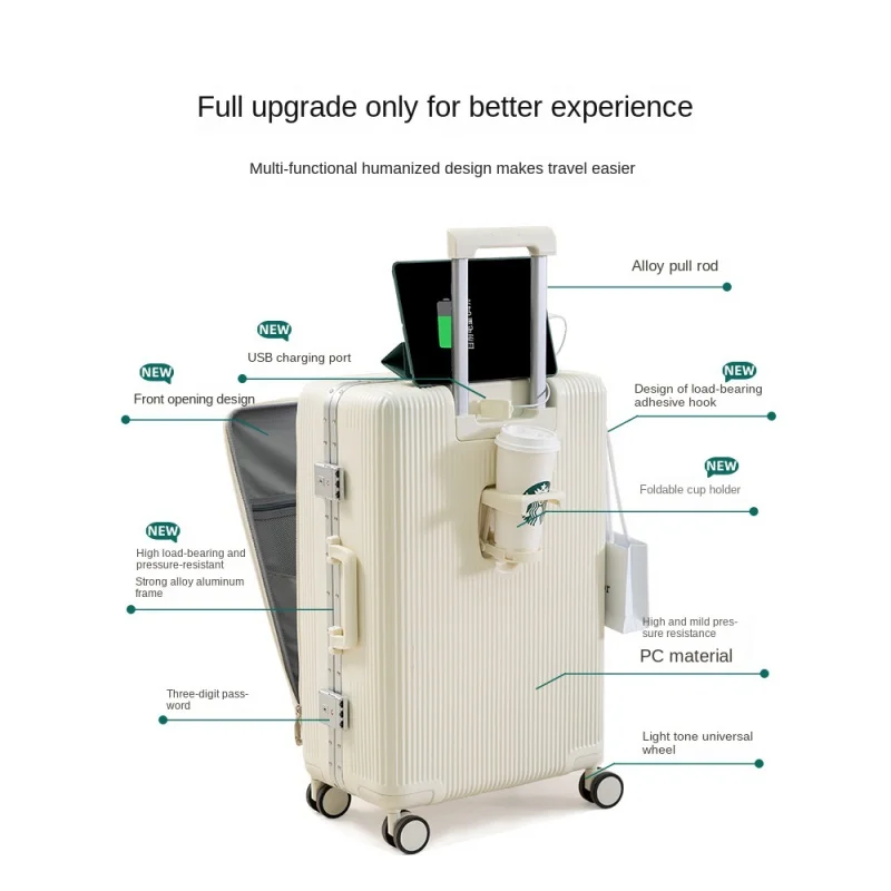 

Дорожный чемодан на колесиках,чемоданы на колесах， прочный чемодан с алюминиевой рамой и USB-портом для зарядки, 20 дюймов