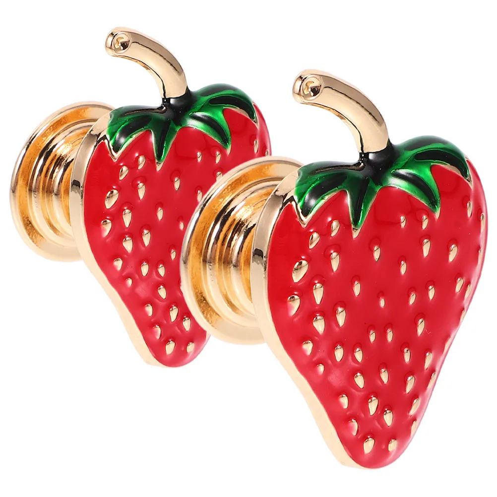 มือจับตู้รูปสตรอว์เบอร์รี่ 2 ชิ้น ทำจากโลหะผสมสังกะสี ลูกบิดตกแต่งน่ารักสำหรับลิ้นชักครัว เฟอร์นิเจอร์ มือจับตู้ขนาดเล็ก