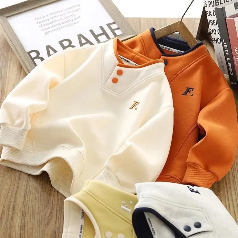 Children's Sweatshirt Boys Autumn New Pullovers 2-14 Years Kids Letter Tops Spring New Casual Loose Coat Teenage Sports Clothes