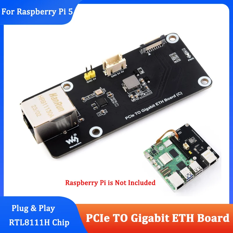 

Raspberry Pi5 PCIe TO Gigabit RJ45 ETH Adapter Board Driver-Free Plug and Play RTL8111H Chip for RPI 5