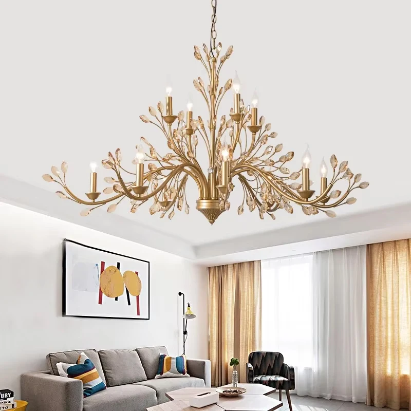 

American Living Room Crystal Chandeliers Creative Dining Room Pendant Lamp Bedroom Modern Chandelier Hotel Shop Hanging Lights